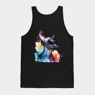 Sphynx Cat Water Color Pop Art Design for Cat Lover Tank Top